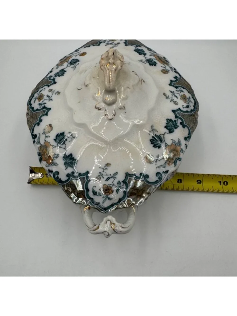 Vintage Hanley England Sevres Porcelain Tureen With Lid Gilt Floral Design